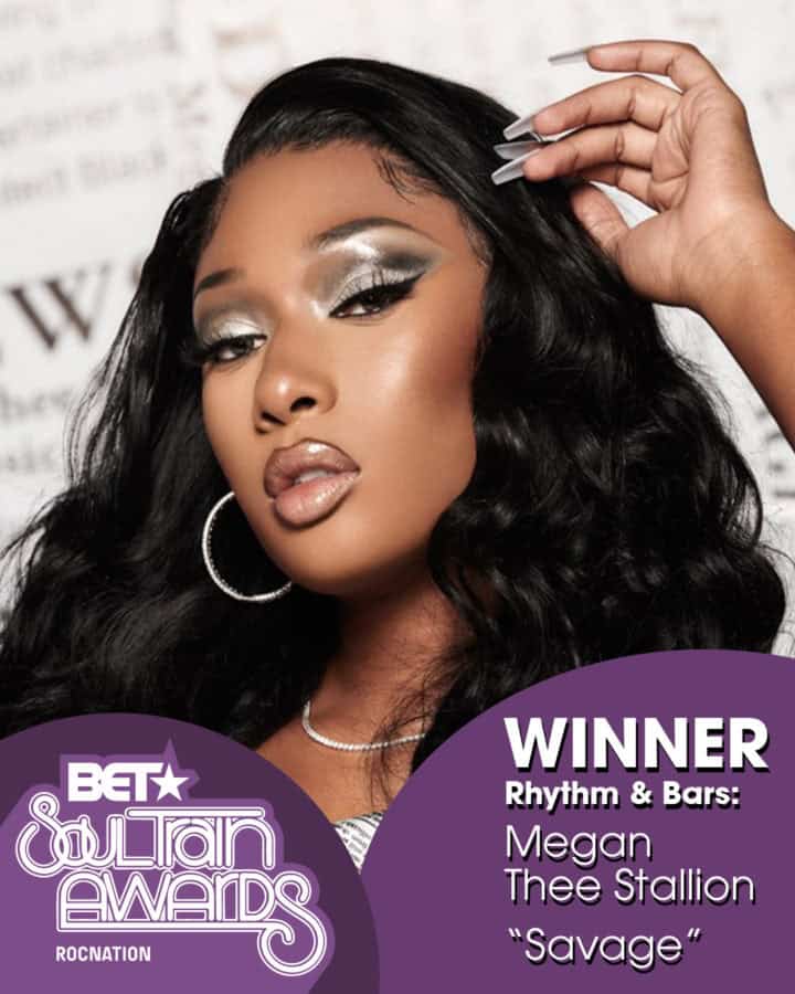 Megan Thee Stallion Wins Rhythm & Bars At The BET Soul Train Awards ...