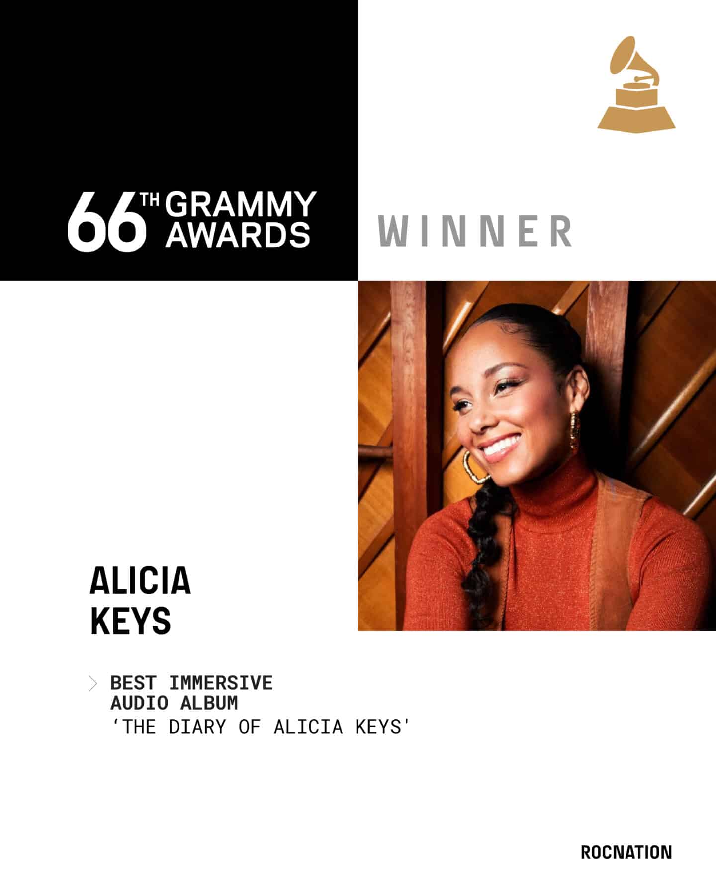 Alicia Keys The Diary Of Alicia Keys Wins Best Immersive Audio Album   66TH GRAMMYS WIN AK 4x5 1440x1800 